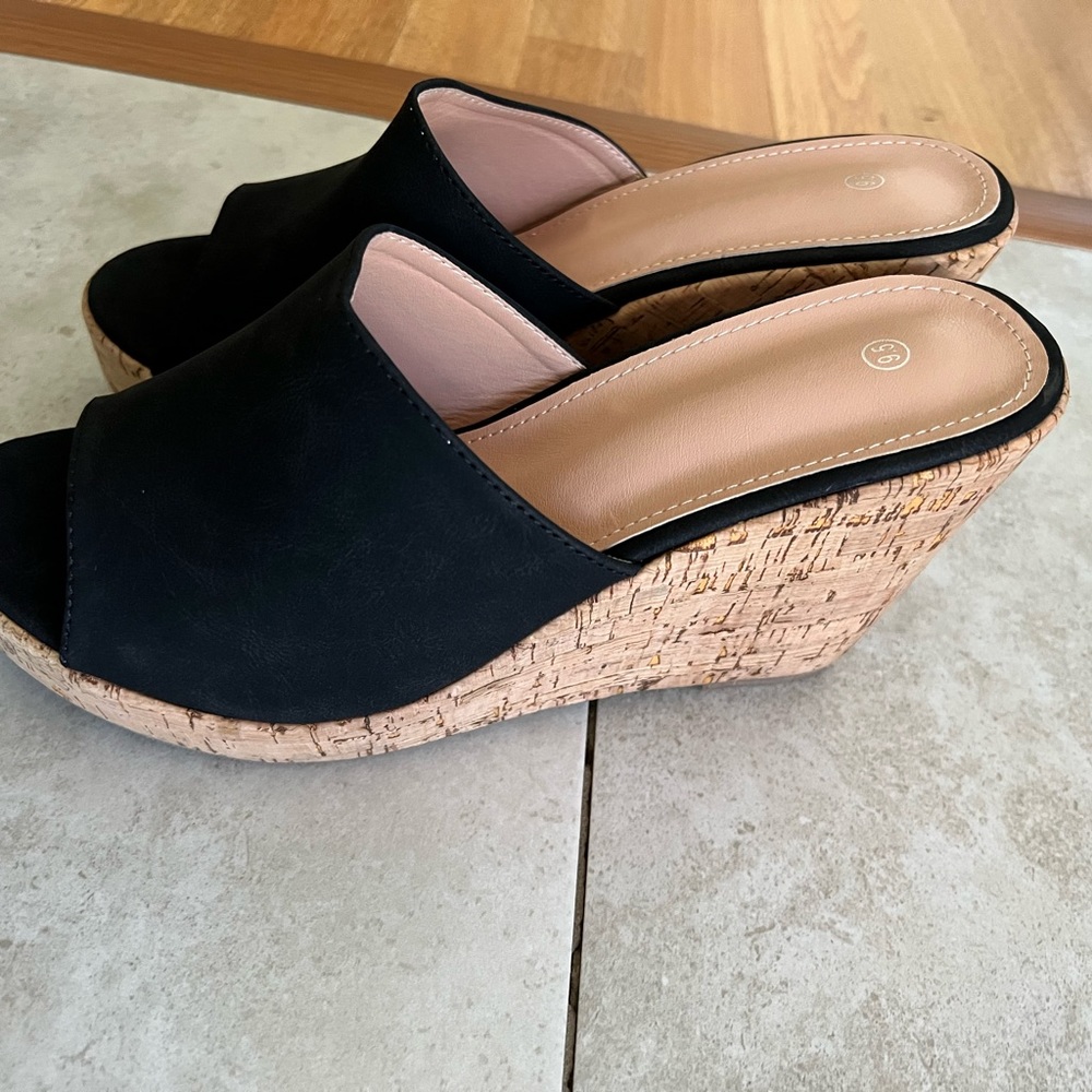 Women's Platform Wedge Peep Toe Sandals, 9.5 - Picture 8 of 8